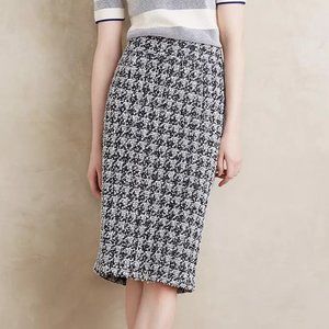 Anthropologie Navy & White Textured Pencil Skirt